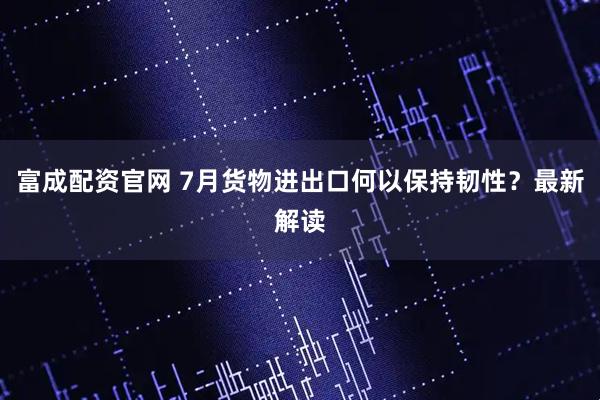 富成配资官网 7月货物进出口何以保持韧性？最新解读