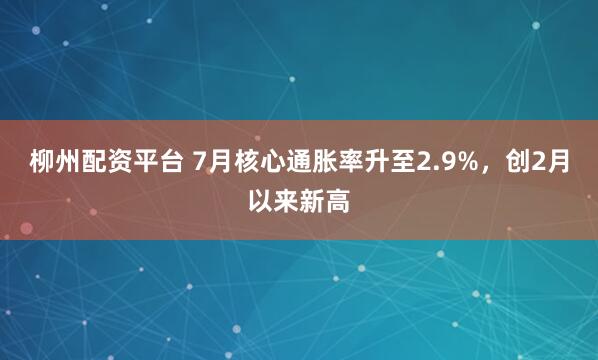 柳州配资平台 7月核心通胀率升至2.9%，创2月以来新高